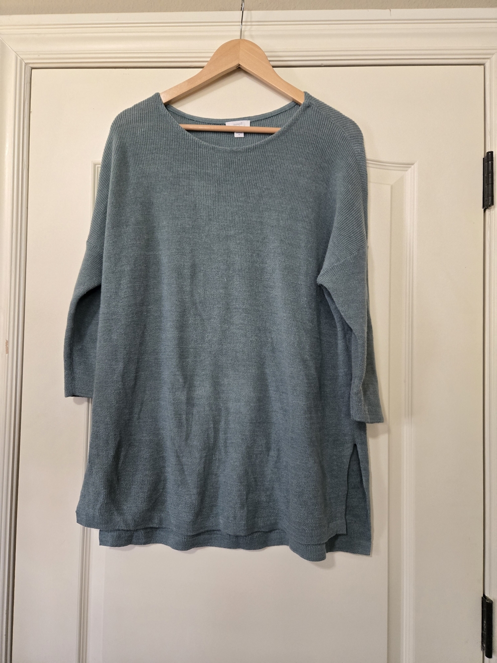 Lightweight Crewneck Tunic Sweater in Dusty Teal Cozy